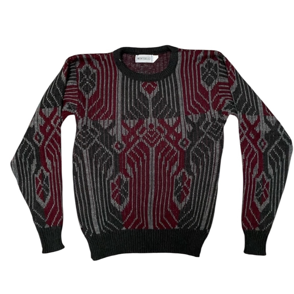 Vintage 90's Montebello Abstract Knit Sweater Made in USA Size M